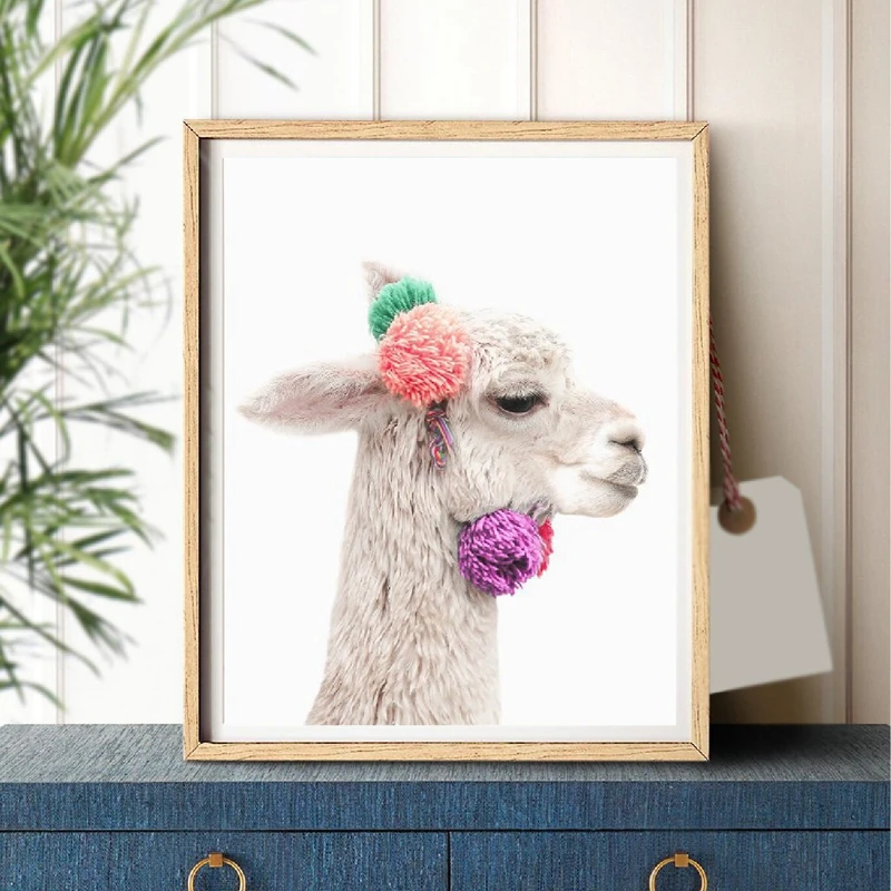 Llama печать ребенка альпака настенная живопись холст скандинавский питомник