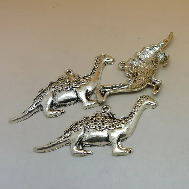 

nevstop 20pcs/lot Antique Silver Dinosaur Charms 62x28mm Big Metal Animal Pendant Jewelry Findings