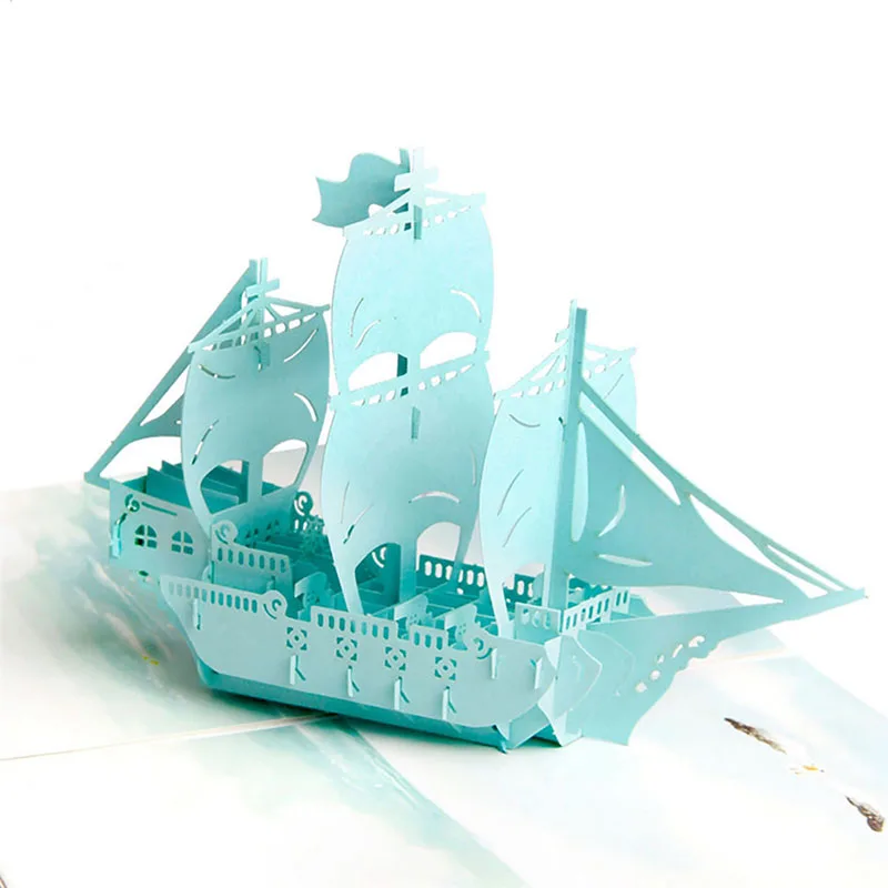 3D лазерная резка ручная работа красочное покрытие небесно голубая лодка