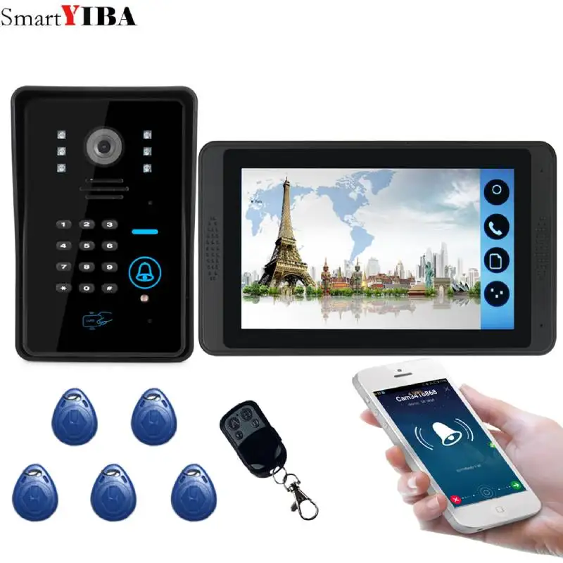 Приложение SmartYIBA RFID дверной звонок 7 дюймов ЖК-Wifi беспроводной видео-телефон двери дверной звонок спикер домофон комплект дверной замок - Цвет: 618MJIDS11B5