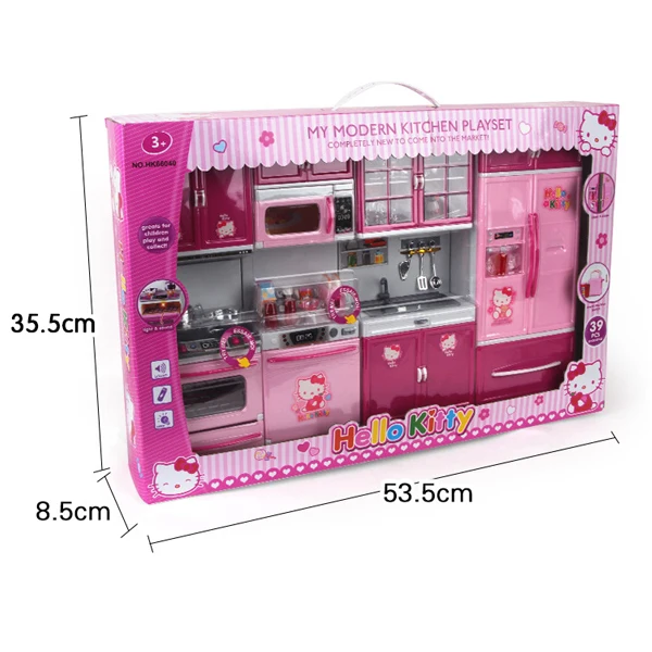 Hello kitty кухонные игрушки ролевые игры игрушечная Посуда Набор холодильник микроволновая печь моделирование дом Роскошная Девушка Рождественский подарок