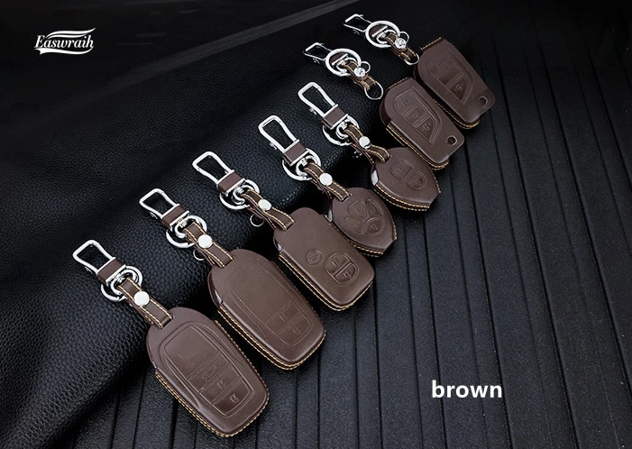 Кожаный чехол для автомобильных ключей Toyota Camry Highlander Prado Crown Land Cruiser Prius Vitz Reiz 3