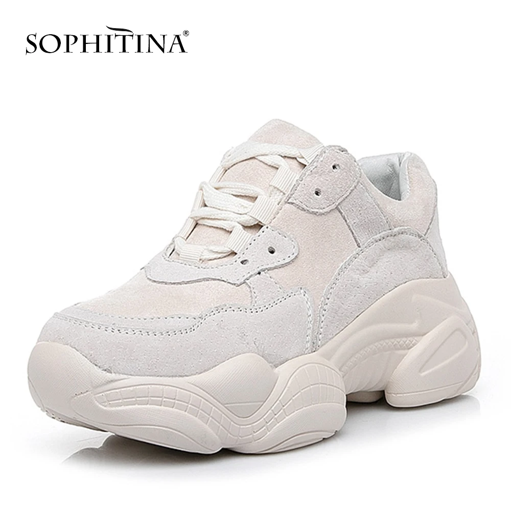 SOPHITINA/Модные женские кроссовки с круглым носком Повседневная Обувь На Шнуровке