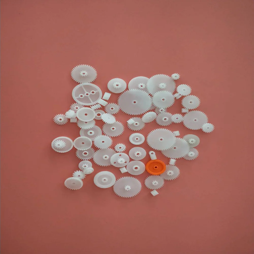 64 Pcs High Quality Plastic Motor Gearbox Shaft Single Double Layer Crown Worm Gears Fit For DIY Model Toy Car Robot | Обустройство