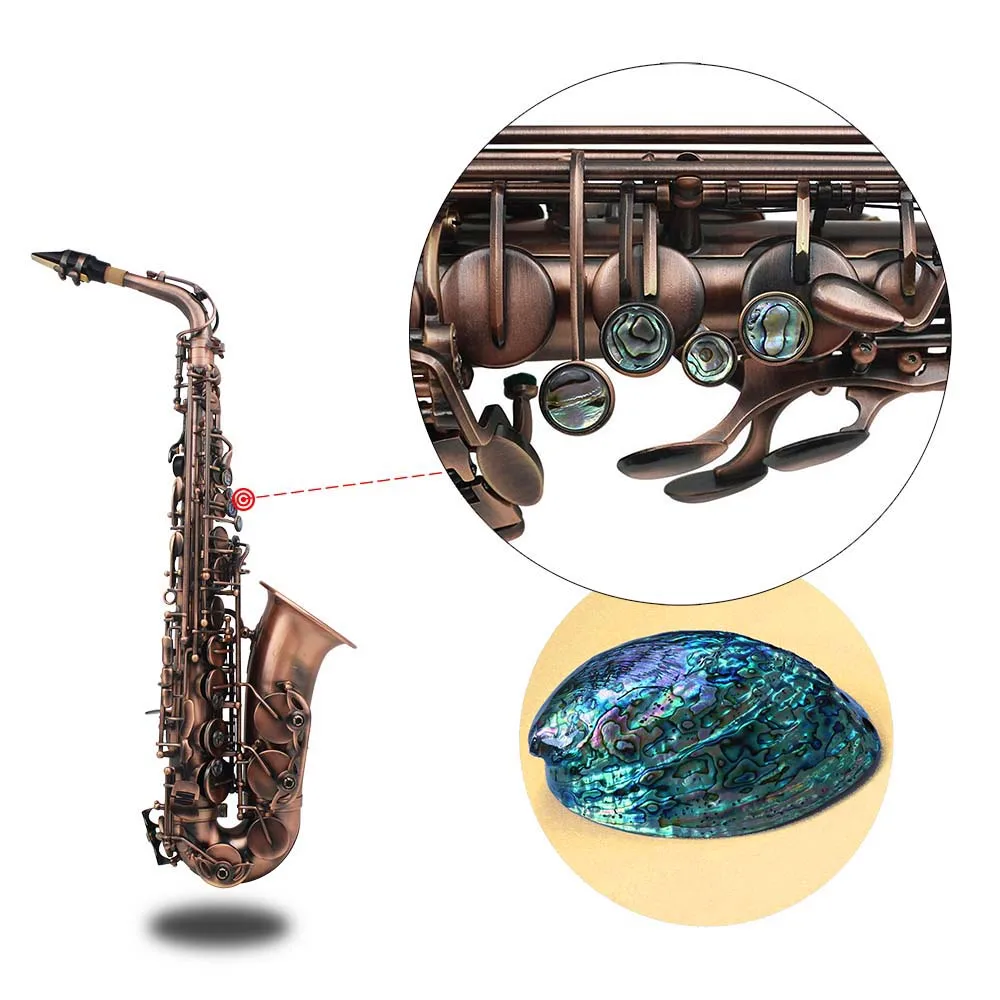 9 шт. белая перламутровая оболочка кнопочные вставки для Tenor/Alto/Soprano Sax