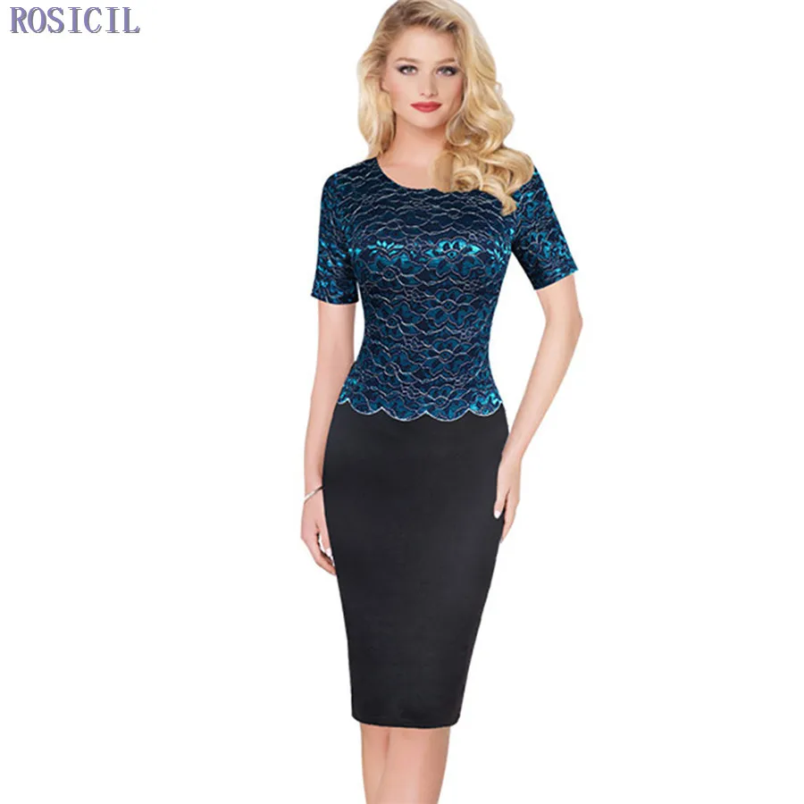 Rosicil Для женщин летнее платье 2017 Bodycon Карандаш Платья для короткий рукав Chocker