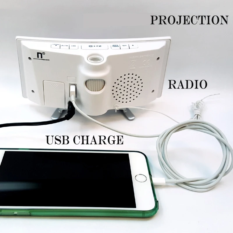 Новинка 2017 радиопроекционный будильник светодиодные зеркальные электронные