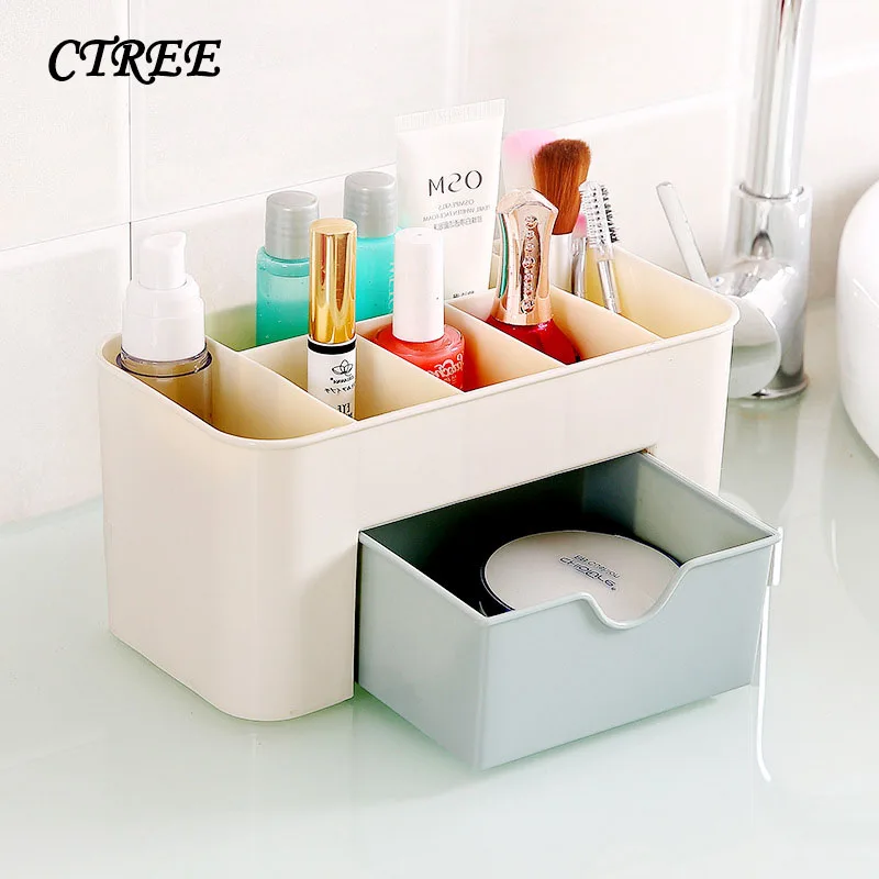 

CTREE Multi-grid Makeup Organizer Storage Box Desk Organizer Cosmetics Plastic Storage Drawer Jewelry Box Drop Shipping C179