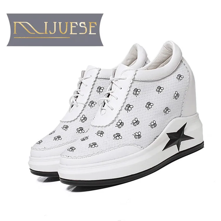 MLJUESE 2018 женские туфли-лодочки из коровьей кожи подъеме звезда на шнуровке Обувь