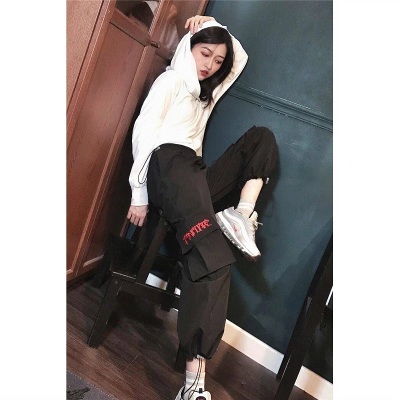 Брюки-карго женские с завышенной талией уличная одежда свободные брюки-карандаш