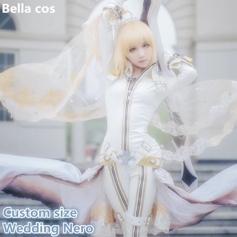 Custom size аниме Fate Grand Order Saber Nero костюм для косплея белое свадебное платье невесты | Костюмы аниме -32965277236