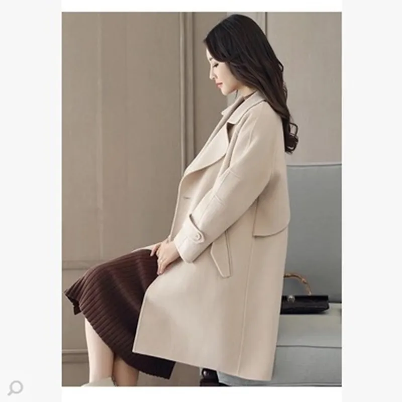 Женское длинное шерстяное пальто свободное плотное тонкое для осени и зимы 2019 |