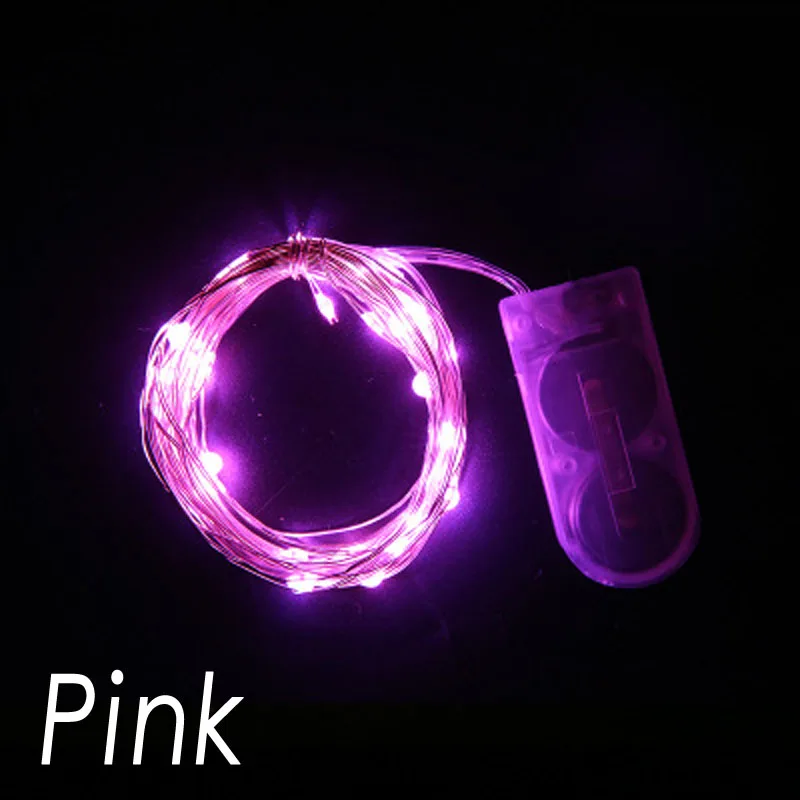 Pink 1 м, 2 м, 3 м, 5 м, медный провод, светодиодный фонарь, водонепроницаемая Праздничная сказочная гирлянда, осветительная лампа для рождества, свадьбы, украшения для вечеринки - Испускаемый цвет: Pink