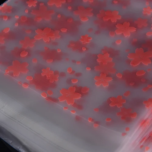 100 шт./лот розовые Упаковочные пакеты прозрачные вишневые цветы бисквиты для