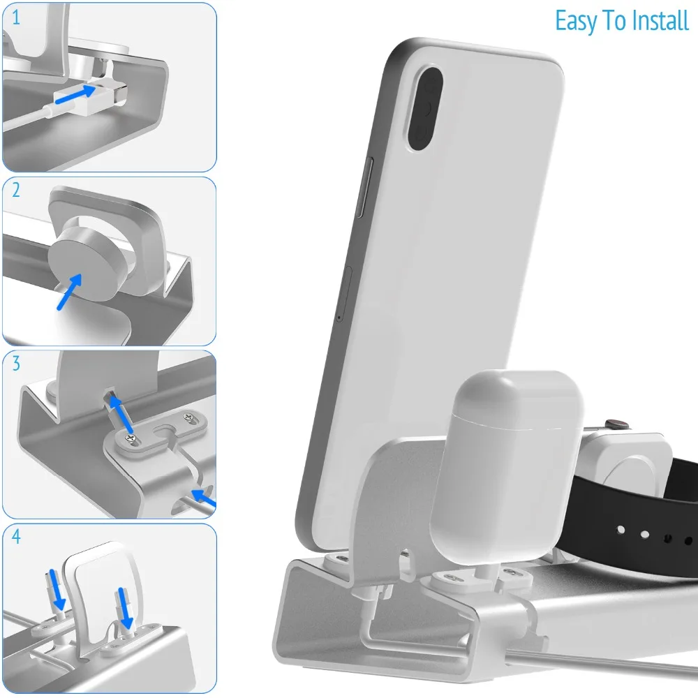 phone holder 3 in 1 charging dock holder for iphone x xr max 8 7 6 aluminum charging stand dock station for apple watch airpods free global shipping