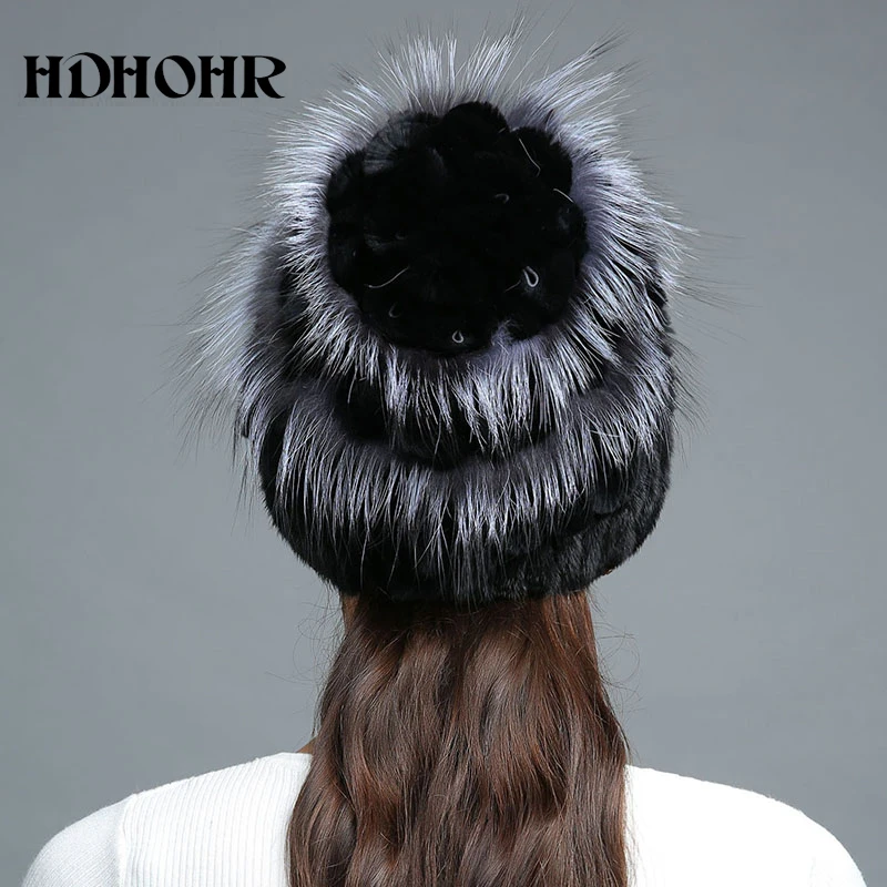 HDHOHR НОВАЯ шапка из натурального меха Wram зимняя женская норки вязаные шапочки