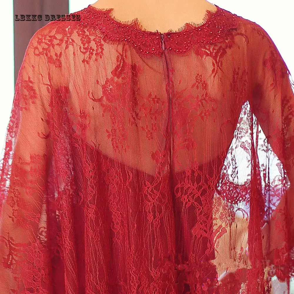 Арабское Красное Кружевное длинное мусульманское вечернее платье Vestido De Festa