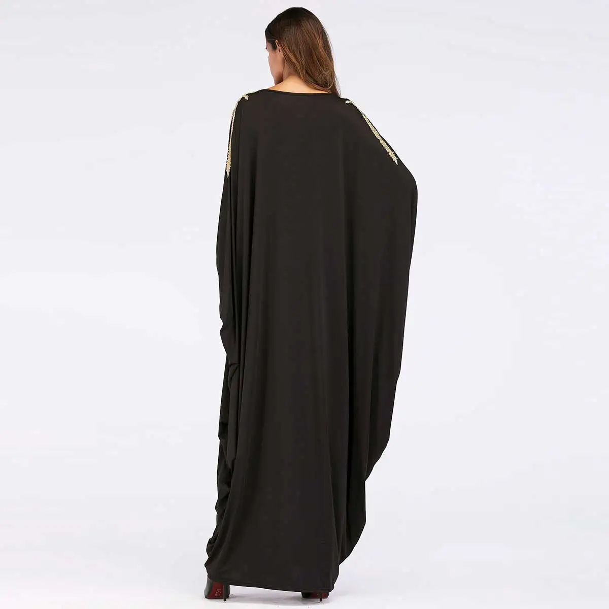 

2020 Beadings Decoration Ramadan Abaya Women Fashion O-Neck kaftan Gown Beads Batwing Sleeve eid Robe Loose maxi Dress VKDR1451