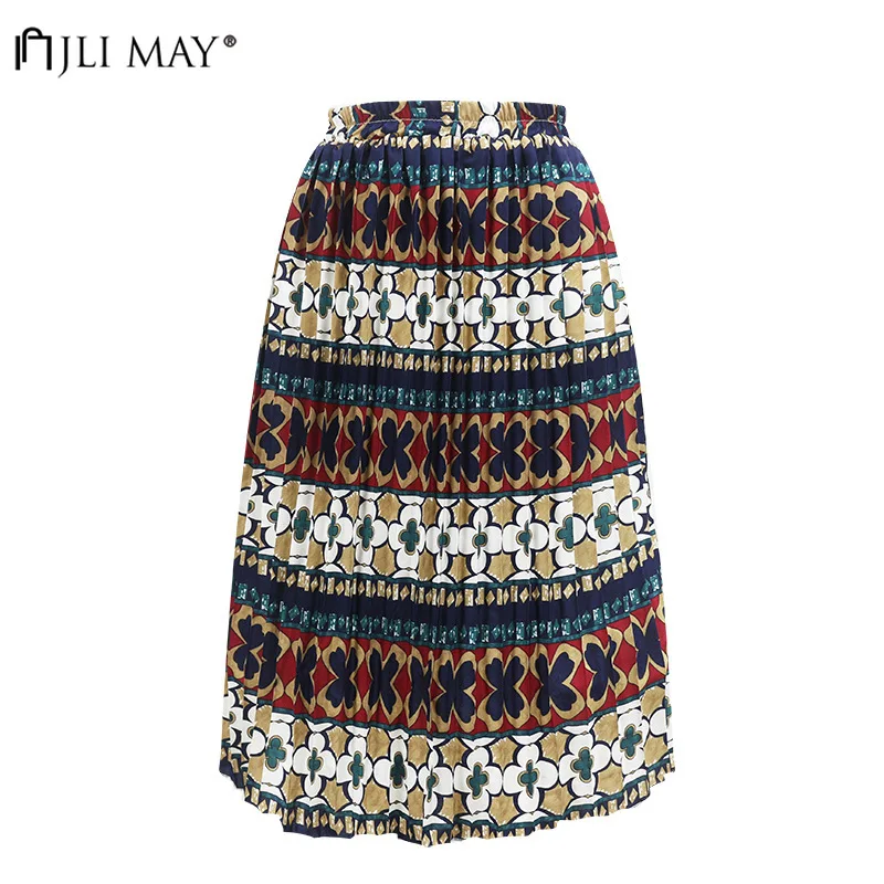 Юбка JLI MAY Женская плиссированная средней длины винтажная элегантная пикантная