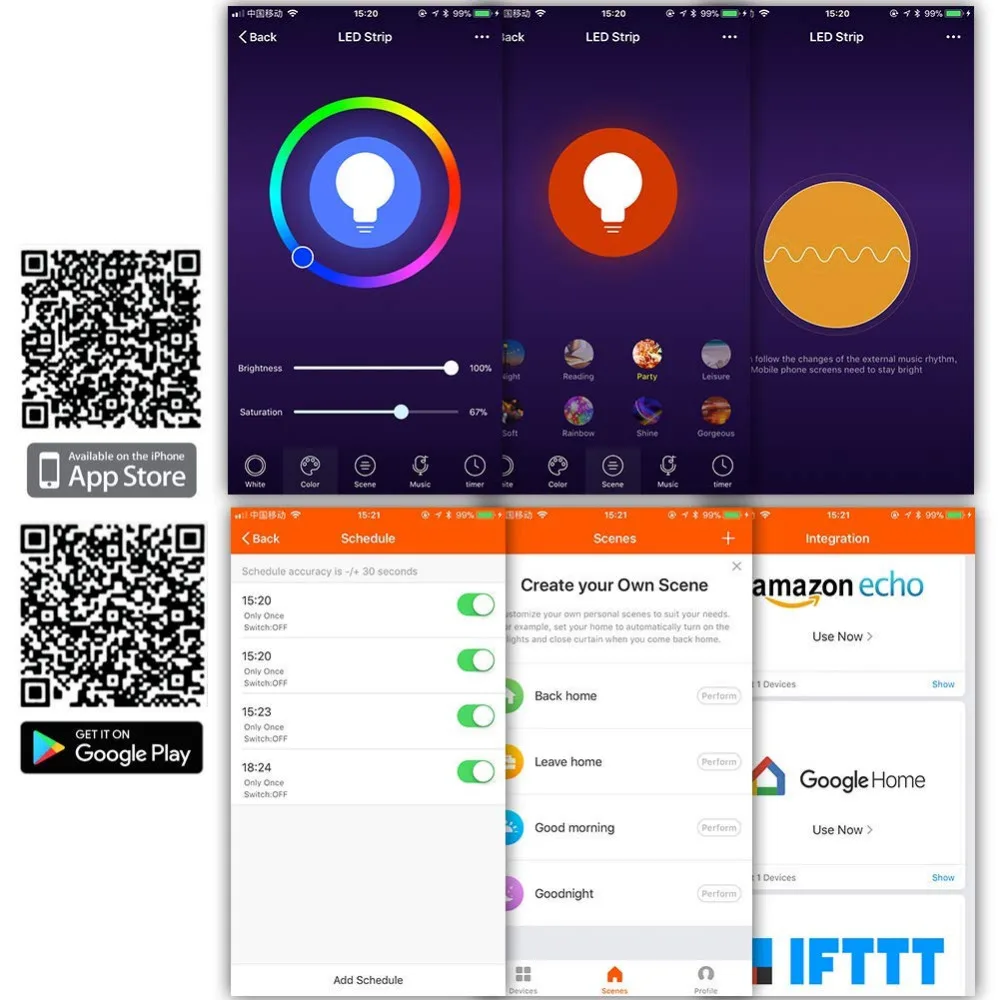 Светодио дный Wi Fi Alexa ТВ Подсветка комплект 5VDC 6 56 футов Multi Цвет RGB гибкие