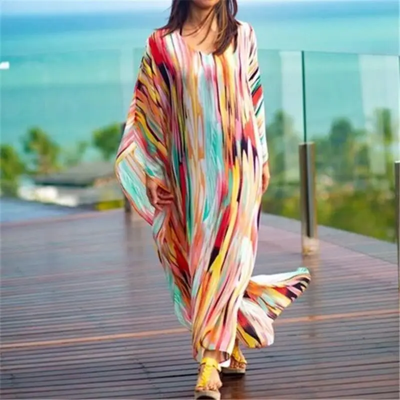Women Pareo Beach Tunic Bathing suit Cover ups Summer Long Beach Dress Oversize Chiffon Bikini Cover up Beach Cover-up