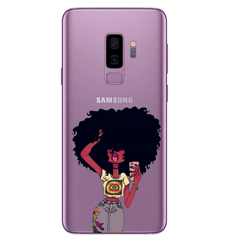 Модный черный чехол для телефона девочек силиконовый из ТПУ Samsung S6 S7 S8 S6Edge S8Plus NOTE9 2