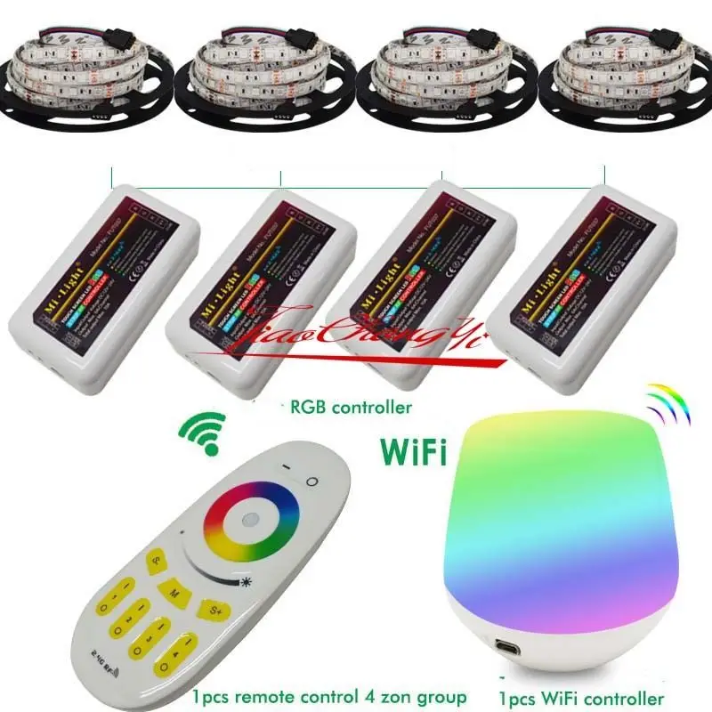 Светодиодная лента RGB 5050 12 в пост. Тока + 4 контроллера зоны пульт дистанционного