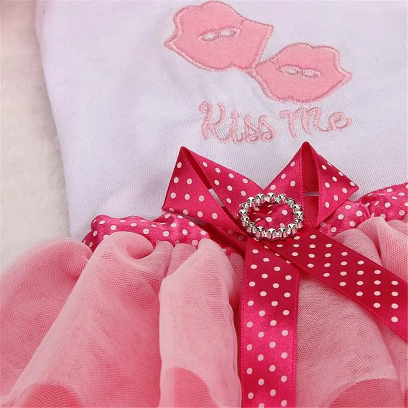 Transer KISS ME, розовая одежда для собак с кружевными оборками, платье-пачка принцессы для собак, костюм для щенков без рукавов 81220