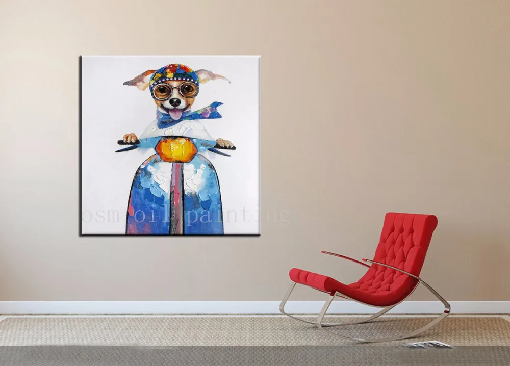 100% роспись вручную современная абстрактная картина с животными настенное