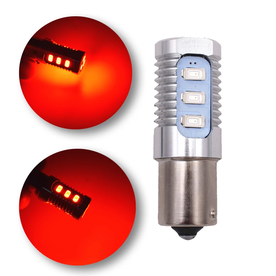 

2pcs 1157 Red Flashing Strobe Blinking brake Signal light Rear Safety Tail Stop High Power LED Bulbs