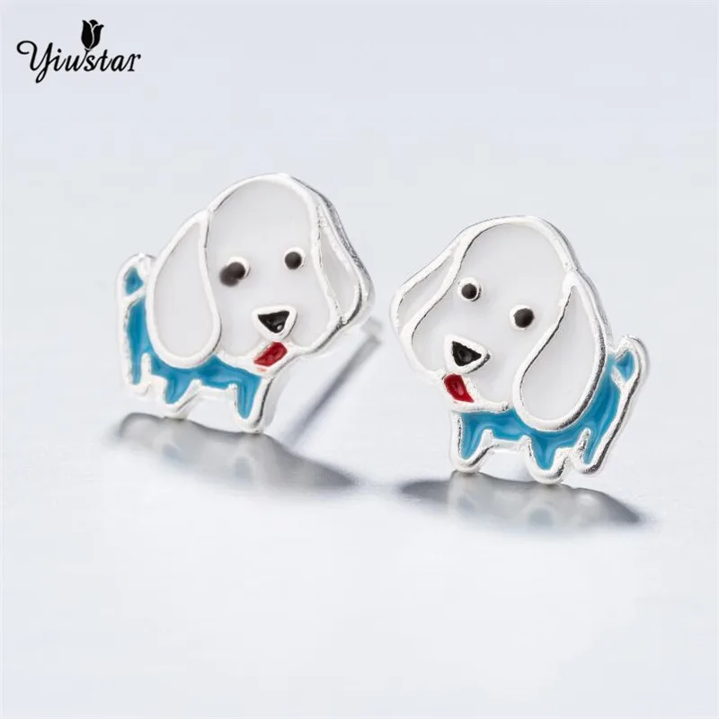 yiustar Enamel Animal Pet Dog Stud Earring for Women cute French Bulldog Huskies Earings Puppy Fashion Jewelry Gift SYED215 | Украшения и