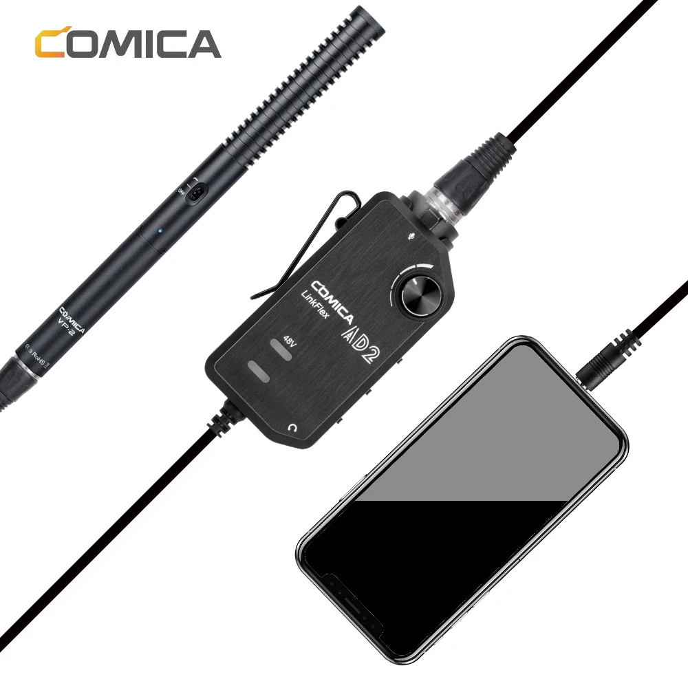 COMICA LinkFlex AD2 XLR/6 35 мм до 3 5 аудио предусилитель адаптер с фантомным питанием для