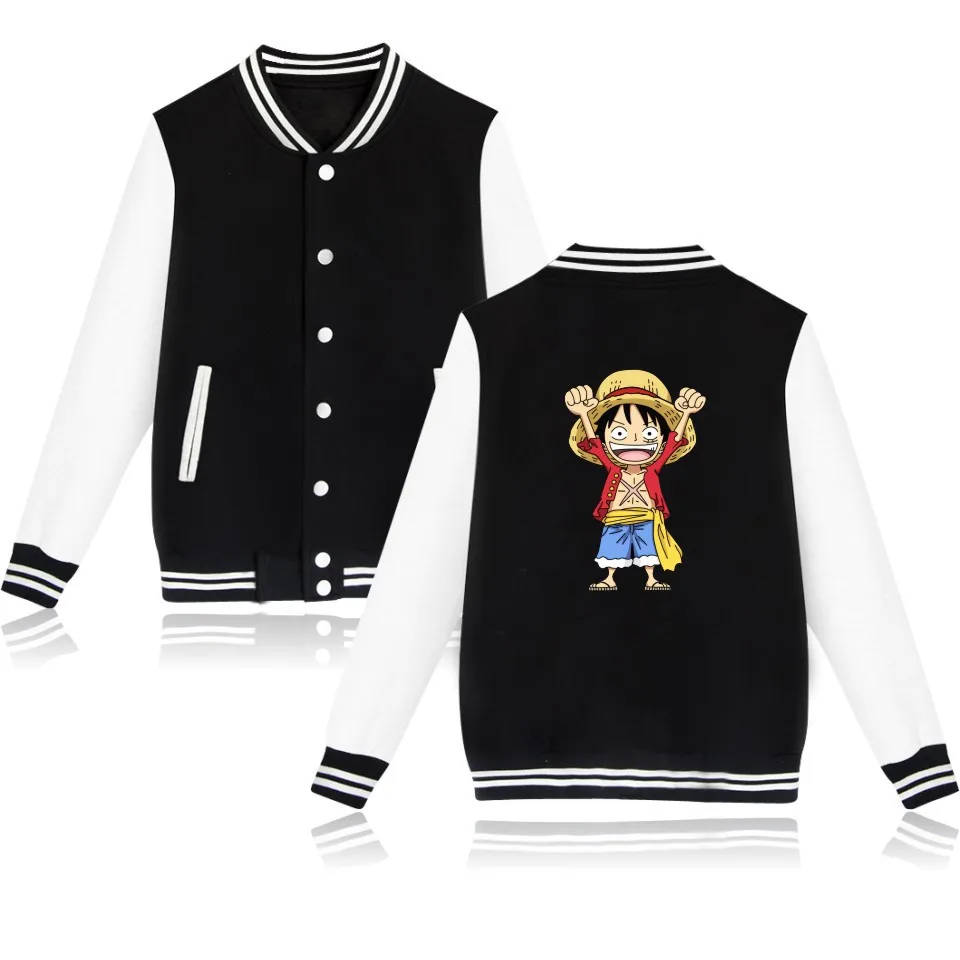 

Anime One Piece Logo Harajuku Sweatshirt Baseball Jacket Uniform Coat Men Women Clothes One Piece Hoodies Cotton Streetwear