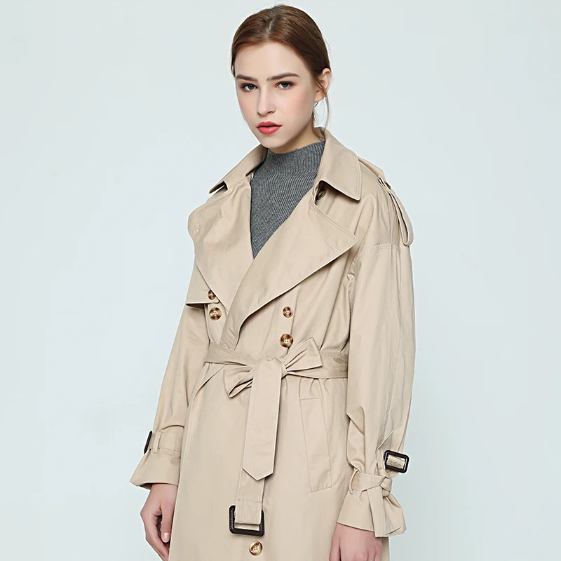 OFTBUY 2019 демисезонный Винтаж Дамы Классический длинное пальто двубортный