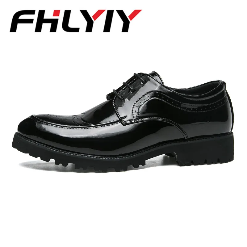 Italy Fashion Patent Leather Oxford Shoes For Men Dress Formal Pointed Toe Business Wedding Gold Zapatos Hombre | Обувь