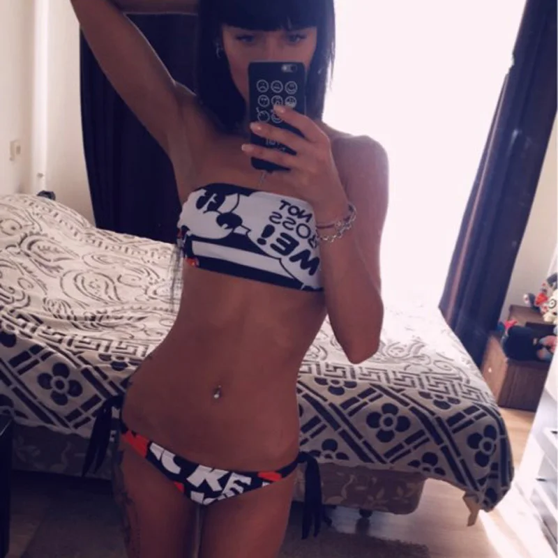 2019 летний сексуальный бикини для женщин купальник Английский алфавит Бандо