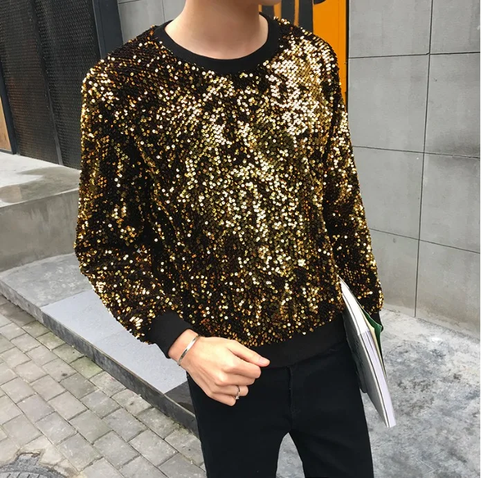 Bling shirts Harajuku мужские толстовки с капюшоном готические красные золотые блестки