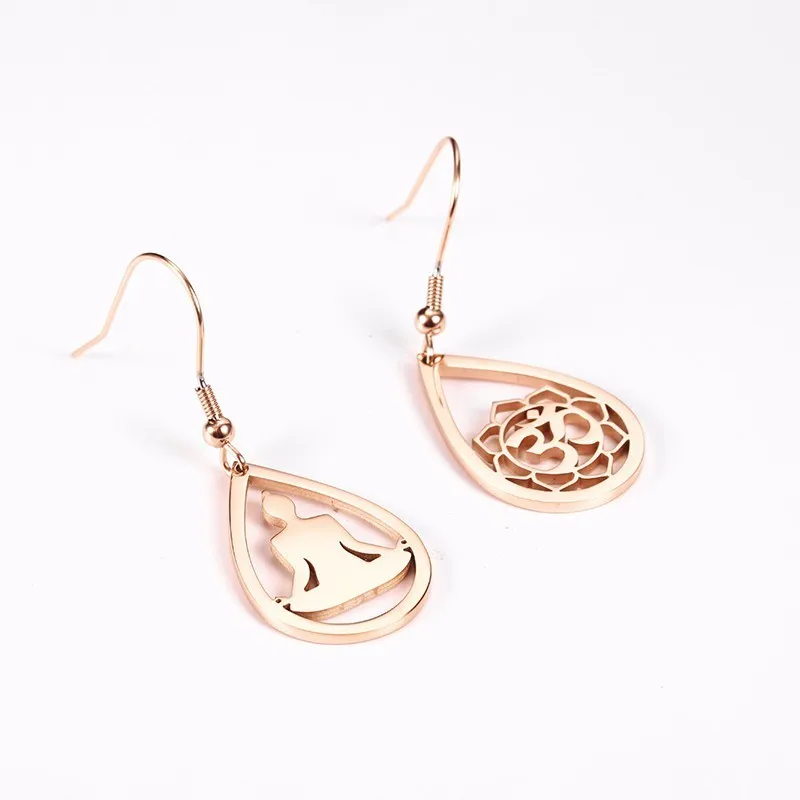 RIR Minimalism Indian OM Yoga Irregular Drop Earrings Stainless Steel Meditation Lotus Elegant Ladies Jewellery | Украшения и