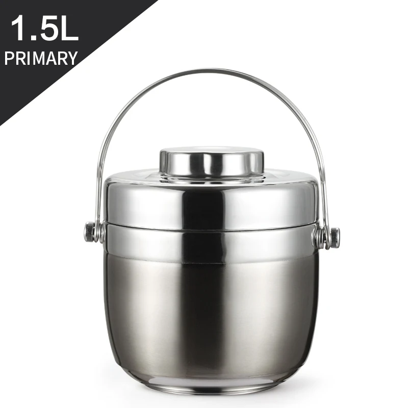 Silver WORTHBUY вакуумный термо Ланч-бокс 304 из нержавеющей стали, портативный бокс для детей, школьные пищевые контейнеры для хранения, набор для пикника - Цвет: Silver