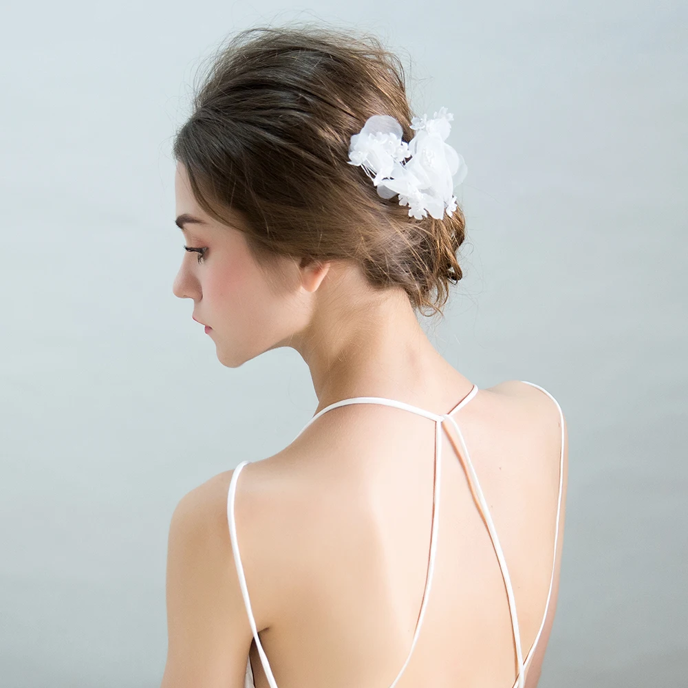 Handmade Fashion Girls Flower Hair Clip Simulated Pearls Barrettes Princess Bridal Wedding Headdress Hairpin Side Clips Ornament |