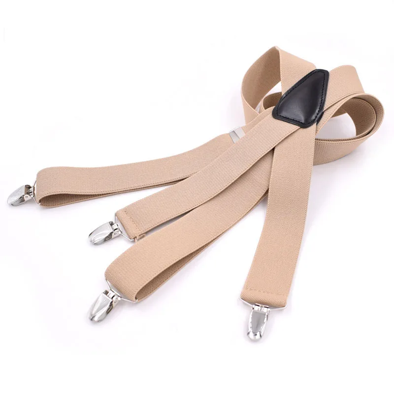 

European and American fashion adult 4 clip khaki men's suspenders FY18102805
