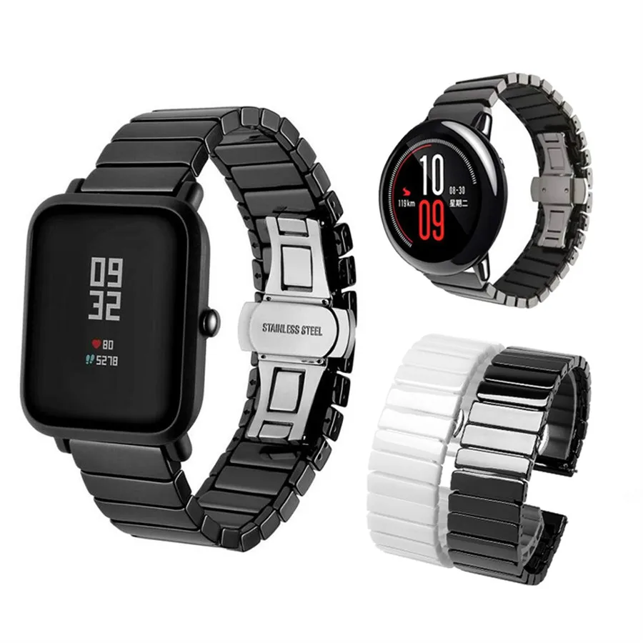 Керамический ремешок для часов Huami Amazfit Bip Xiaomi Pace Stratos браслет керамический 20 мм 22