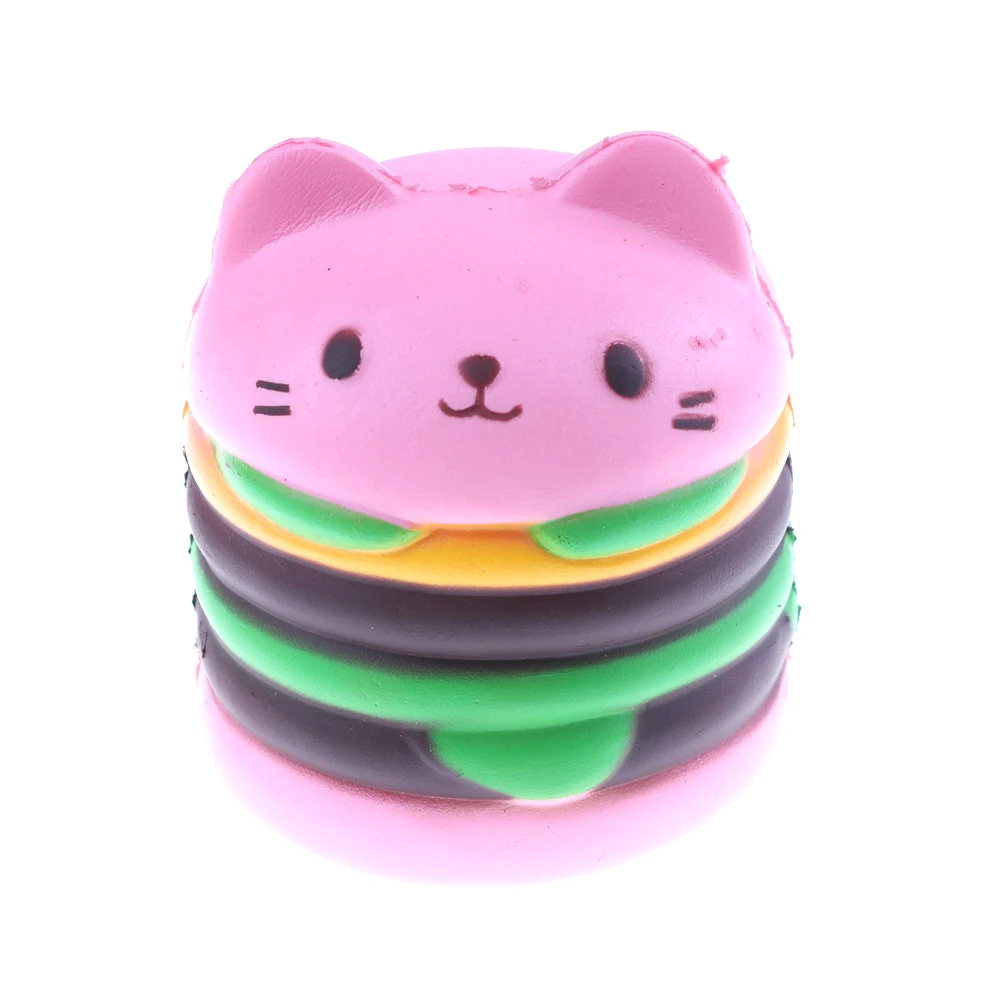 10 см милые Jumbo Squeeze Yummy Hamburger Cat Bear мягкие медленно поднимающиеся ремни для телефона