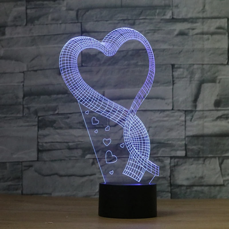 

3D ночсветильник в виде сердца, влюбленных, для подарков, меняющие цвет настольные лампы