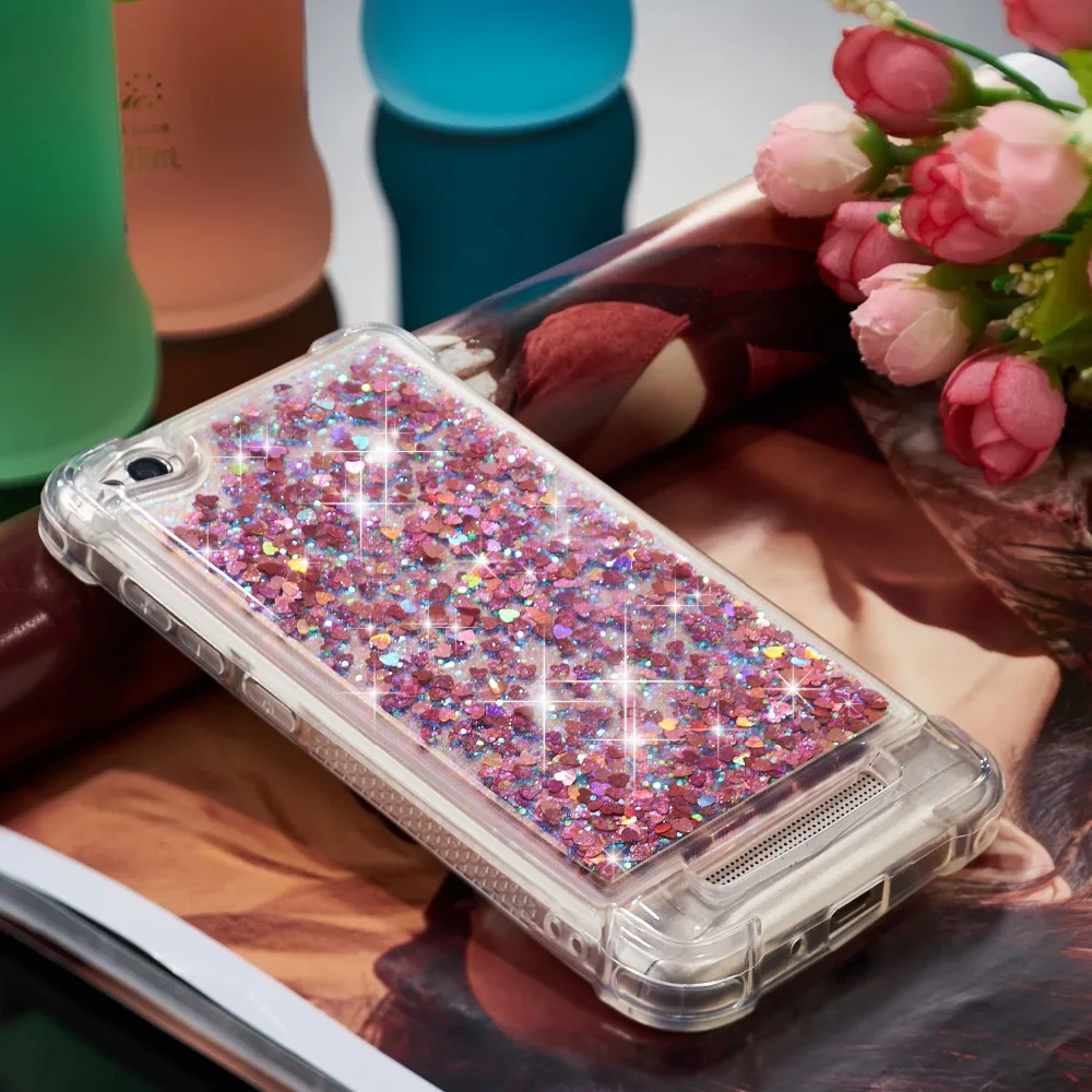Милый чехол для Xiaomi Redmi 4A 4X Note4x 5A 5 5Plus Love Star динамический Блестящий песочный ТПУ