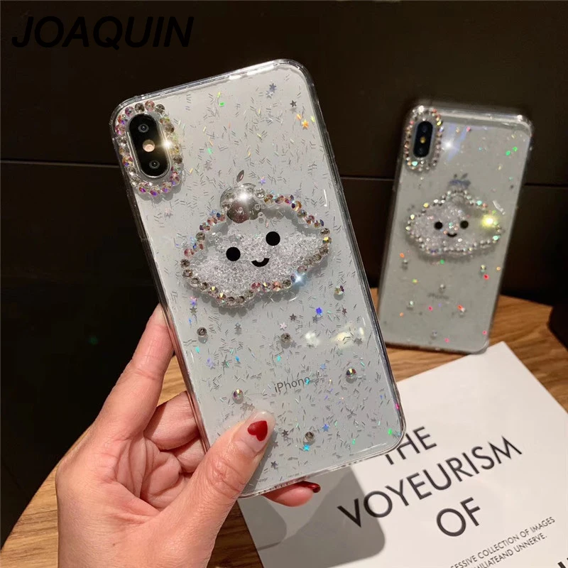 Жидкое Сердце Блеск порошок улыбка лицо облака телефонные чехлы для iPhone X XR XS Max 6 6S