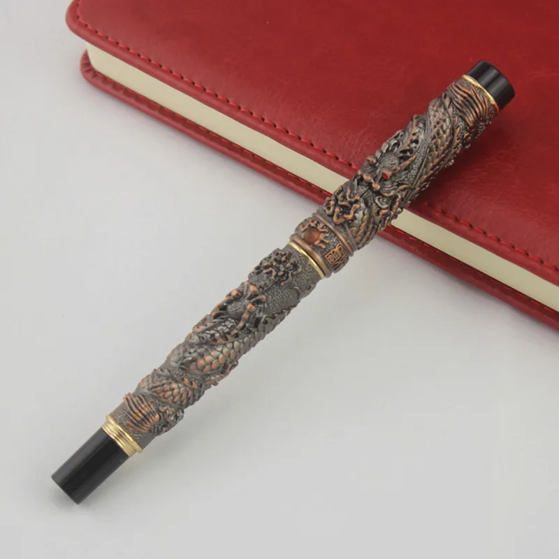 JINHAO 41 медная шариковая ручка с Дракон чеканка кристаллами Бесплатная