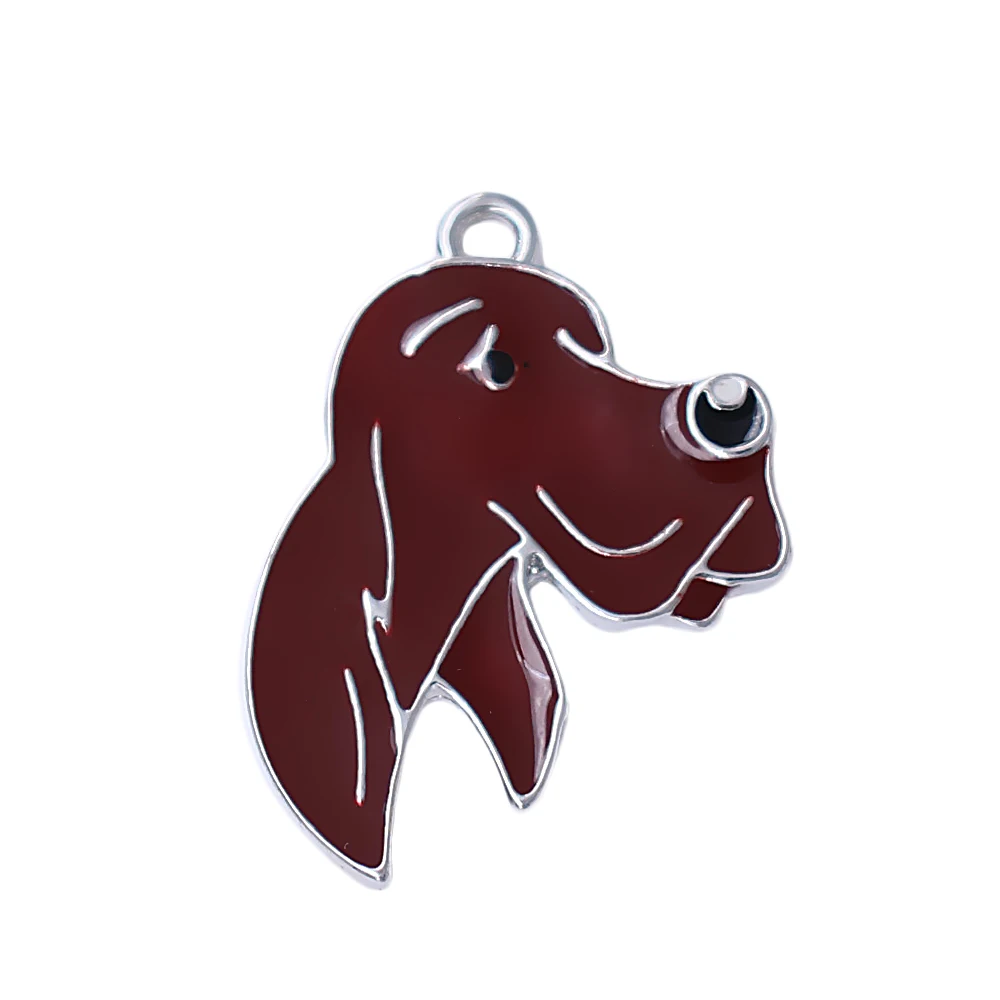 Metal Enamel Color Irish Setter Dog Charm Custom Pendants Pet Animal Jewelry For Bracelet Necklace Keychain Making DIY | Украшения и