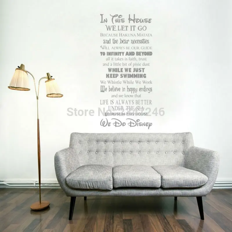 Family Rules Wall Decal for Living Room Art Mural Carved Decoration- Let It Go image 3