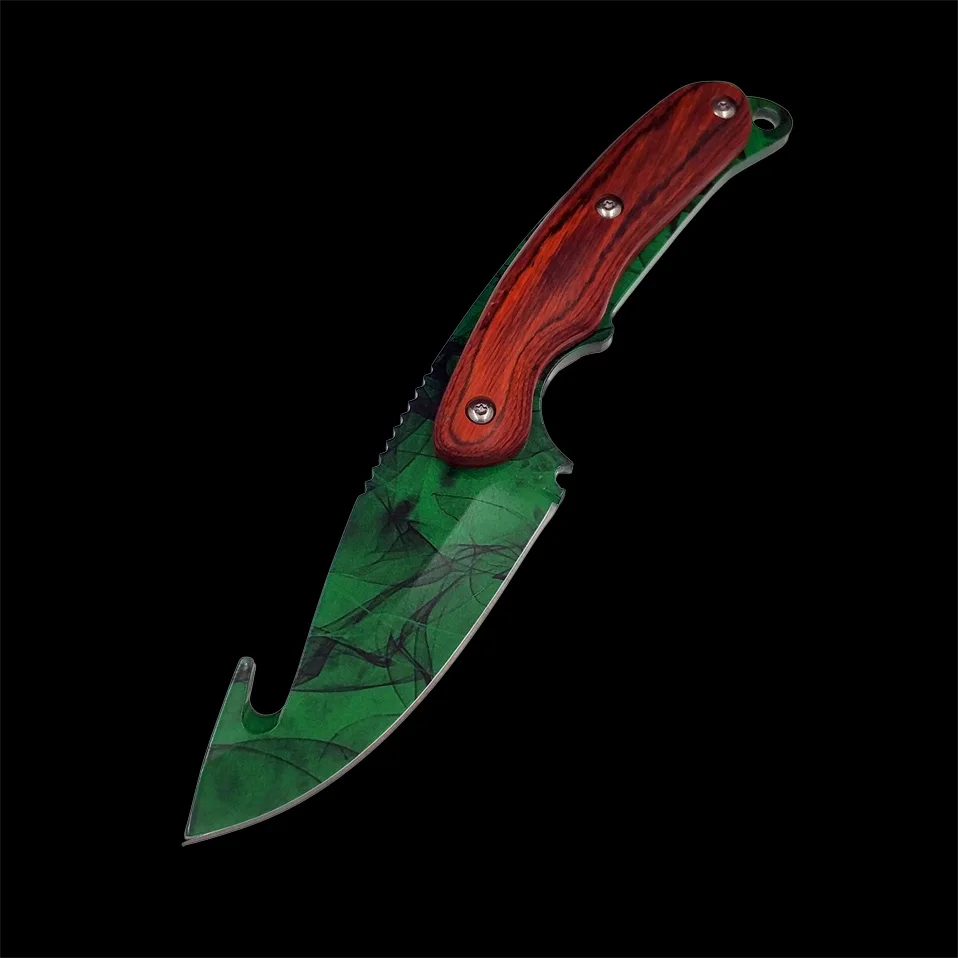 Green color Настоящий тигровый нож для зубьев CS GO Gut knife s Counter Strike, тактические прямые охотничьи ножи, походная оболочка, нож для выживания, цветной нож - Цвет: Green color